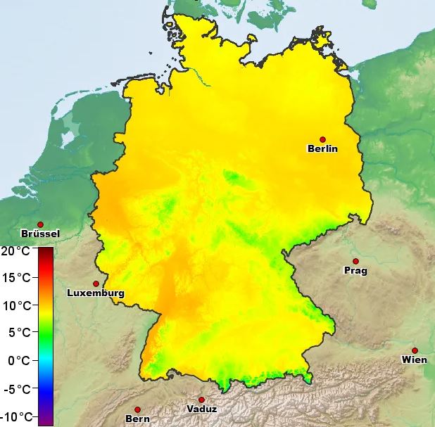 Среднестатистическая температура в Германии